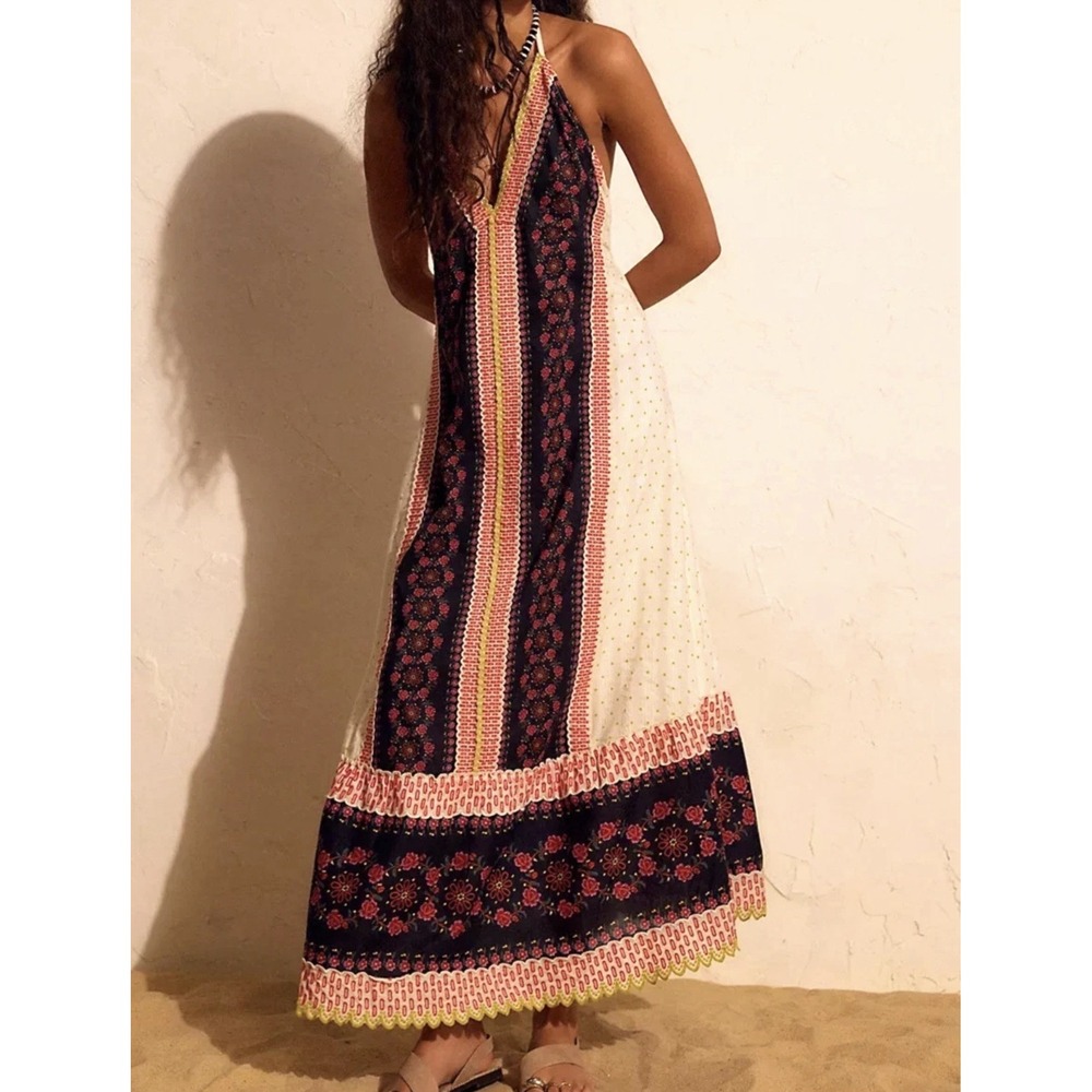 Free People NWT Size M GORGEOUS  Serene Halter Maxi Dress New Boho $398